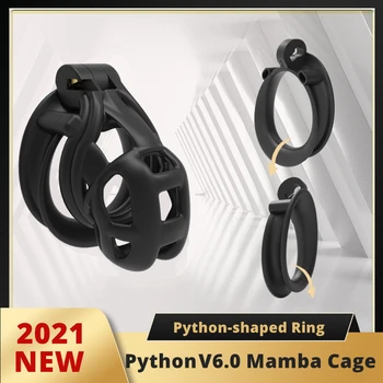 CAST PASĂRE 2021 Python V6 3D Mamba Cușcă de sex Masculin Dispozitiv de Castitate Python-în formă de Dublu-Arc Manșetă Penis Inel Cobra Penis Adult Jucarii Sexuale