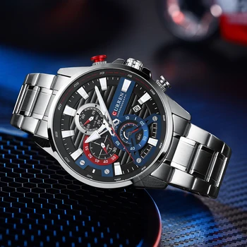 Ceas Pentru Barbati CURREN de Lux Quartz Cronograf Sport Impermeabil Ceasuri Militare de Moda din Oțel Inoxidabil Ceas de mână Ceas