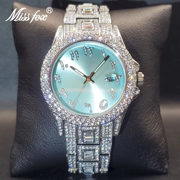 Ceasuri Barbati Elegant Din Oțel Inoxidabil Special Albastru Cadran Ceas De Lux Plin De Diamante Cuarț Ceas Pentru Omul De Vară Stil Droshipping