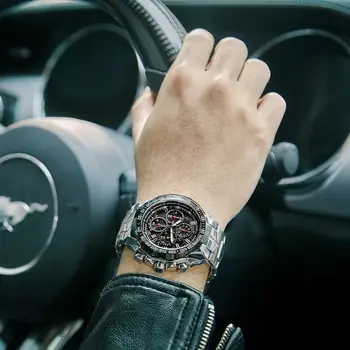 Ceasuri sport Pentru Barbati de Moda Cuarț Bărbați Ceas Mare WWOOR Top Brand de Lux Militar Plin de Oțel rezistent la apă, Cronograf Ceas de mână