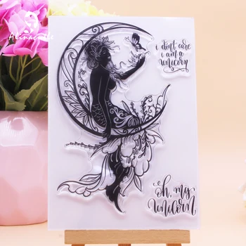 CLAR TIMBRE Sirena Luna de Fundal Fluture Scrapbooking Handmade Card Album Hârtie Ambarcațiune de Cauciuc Silicon Transparent Timbru