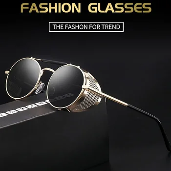 Clasic in stil Gotic Stil Steampunk ochelari de Soare Barbati 2020 Femei de Brand Designer de Rame Rotunde pentru bărbați Vintage Umbra Gafas De Sol Okulary