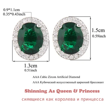 Clasic Oval Piatra Verde de Cristal Cercei Stud Pentru Femei Cu Albastru Rotund AAA Cubi Ziricon Cercei Fata Moda Bijuterii AE356