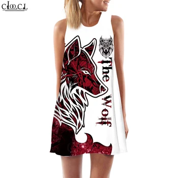 CLOOCL Femei Topuri Rezervor Rochie Animal Frumos Wolf 3D Imprimate Dress Scurtă Vesta Fiica Îmbrăcăminte fără Mâneci Rochie de Streetwear