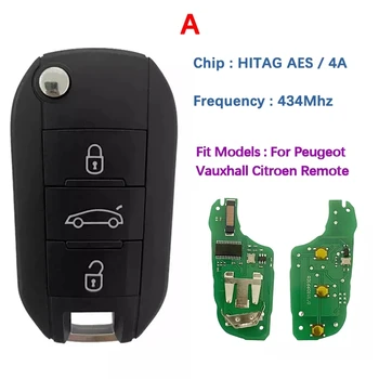 CN009052 Pentru Peugeot flip-cheie 4A Chip 3008 Expert 2017-2019 Citroen HUF8435 433 MHz Telecomanda 3 butoane Cheie Inteligentă Portbagaj/de Lumină Buton