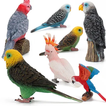 Cognitivă a copiilor Păsări Animale Jucarii Model Papagal Macaw Creastă Budgie 7-Bucată Set Figurine Copii de Învățământ Decor Jucărie