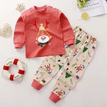 Copii Pijamale Toamna Cu Maneca Lunga Top+Pantaloni Costum De Bumbac Desene Animate De Animale Îmbrăcăminte Pentru Copii De Craciun Sleepwear