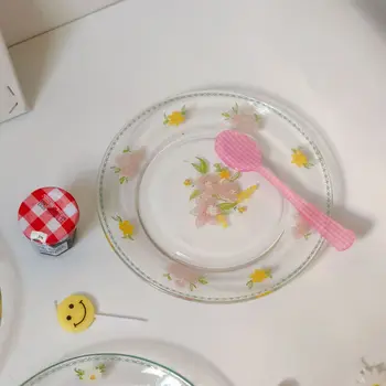 Coreeană INS Bucătărie în Stil Micul Daisy Placă de Sticlă de Epocă Fata cu Inima de Flori de Desert Dim Sum fel de Mancare Salata de Fructe Cina Plăci