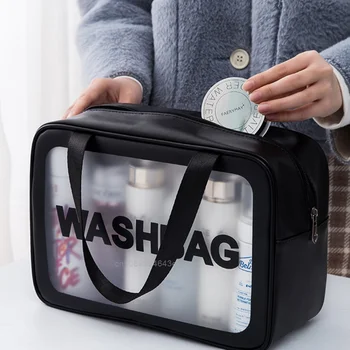 Cosmetice sac de depozitare de călătorie ROȘU net din PVC rezistent la apa de mare capacitate portabil înot transparent sac de cosmetice de spălat sac