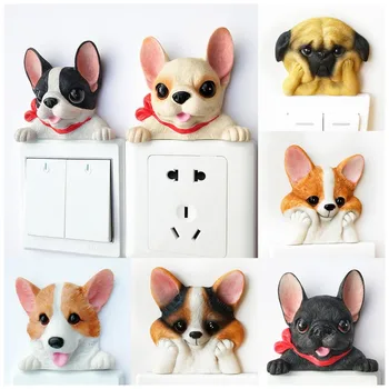 Creative Bulldog Rasina de Artizanat Comutator de Perete Autocolant Accesorii Soclu de Decorare Dormitor Copii Poster On-off Bucătărie Plug Ornament