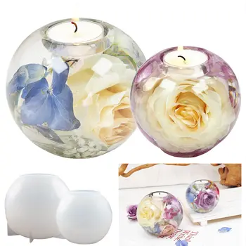 Cu Balonul rotund Sfeșnic Mucegai Silicon DIY Cristal Rășină Epoxidică Meserii Lumânare Face Flori Uscate Decor