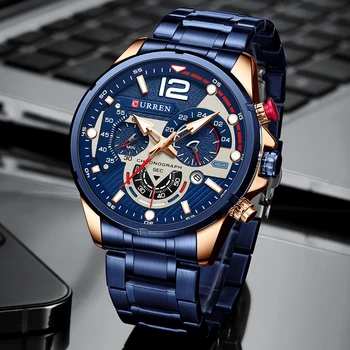CURREN Brand de Lux Sport Ceasuri de mana de Om Luminos Cuarț Ceasuri Casual Cronograf din Oțel Inoxidabil Ceas Masculin