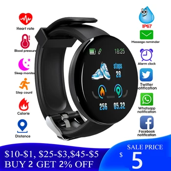 D18 Bluetooth Ceas Inteligent Bărbați Tensiunii Arteriale Smartwatch Rotund Femei Sport Tracker Ceas de mana Ceas Pentru Android Ios transport Gratuit
