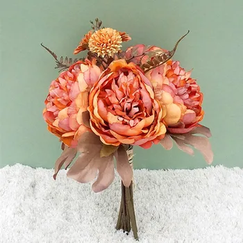 De lux Retro Bujor Buchet de Flori de Nunta deco mariage foto recuzită flores artificiales vaza decor roz flori artificiale