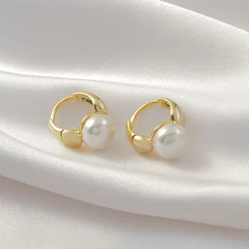 De Vânzare la cald franceză Vintage Perle Naturale Hoop Cercei pentru Femei de Înaltă Calitate Rafinat coreea Cercei Bijuterii de Lux Accesorii