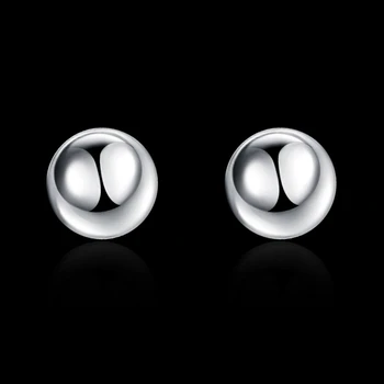 De înaltă Calitate de Argint 925 Bijuterii Femei 8mm/10mm Rotund Margele Ball Stud Cercei Moda Elegant Cercei pentru Femei 2020