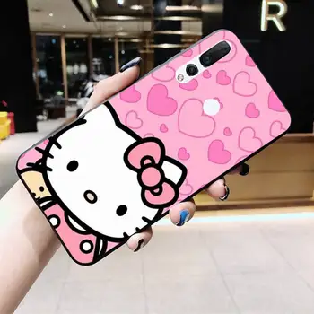 Desene animate drăguț pisica Roz Hello Kitty Cazul în care Telefonul pentru Huawei Y6P Y8S Y8P Y5II Y5 Y6 2019 P Inteligente Prim-Pro