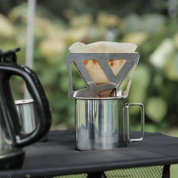 Din Oțel inoxidabil Filtru de Cafea Ceasca de Pliere Portabil Reutilizabile Cafea Dripper Filtru de Cafea Ceai Titular cu Sac de Depozitare în aer liber