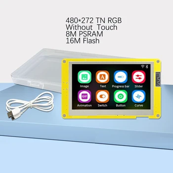 ESP32-S3 HMI 8M PSRAM 16M Flash 4.3 Inch, 480*270 RGB LCD TFT Module pentru Arduino LVGL WIFI Bluetooth Smart Display Touch Screen