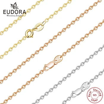 Eudora Argint 925 Clasic Bază în Lanț Homar Clasp Colier Reglabil Lanț de Bijuterii Fine pentru Femei
