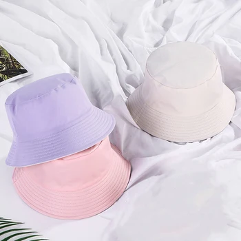 Față-verso Găleată Pălării Pentru Femei Solide de Culoare Dublă Reversibile Capac Unisex Sunmmer în aer liber, Pescuit Pălărie Panama Capac