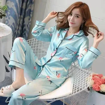 Femei Pijamale de Vară Mătase Pijama Set Rever Cardigan Lung Pijamale Plus Dimensiune Pijamale Pijamale Sexy Body Doi Poli Set 2022