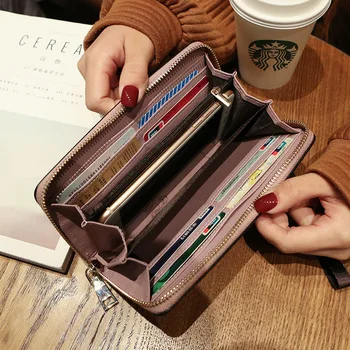 Femei Portofel Lung Versiunea coreeană Geantă de mână Multi-Card funcție Geanta Telefonul Mobil Geanta Poseta de Monede Femei Portofel