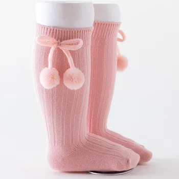 Fete Pentru Copii Cires Cu Mingea Genunchi Șosete Copilul Tub Stil Britanic Printesa Șosete Pentru Nou-Născuți Tricotate Șosete Picior Cald 0-4 Ani