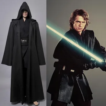 Film Costum De Jedi Anakin Skywalker Cosplay Costum Halloween, Costum Mantie Neagră Pentru Bărbați Adulți