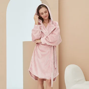 Flanel Housewear Femei Îngroșat Housewear Femei Pijamale Lungi de Iarnă Pijamale Coral Costum de Catifea Pijamale