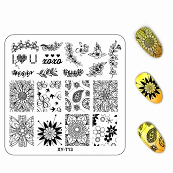 Floare nouă Plantă Imagine Model de Unghii din plastic Ștanțare Plăci 6*6 cm Pătrat Șabloane pentru Unghii Stamping Nail Art instrumente