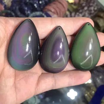 Forma de picătură de curcubeu obsidian piatră pandantiv pandantiv de piatra naturala DIY bijuterii pentru femei pentru cadouri, en-gros !
