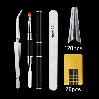 Forme duale Set Rapid de Construcție UV, Gel Superioare Forme de Mucegai Cu Clemele de Unghii Nail Art Pensule Și Cuie de Fișiere Instrumente de Manichiură