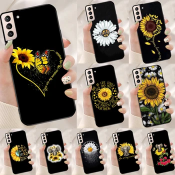 Frumusețea Galben de Floarea-soarelui Silicon de Caz Pentru Samsung Galaxy S20 FE S8 S9 S10 S21 Plus Nota 20, Ultra S22 Ultra Acoperi