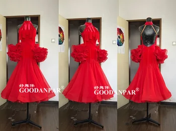 GOODANPAR Nou Standard de Bal, Rochie Dans Femei Fete Concurenței Costum de Vals Etapă roșu dans haine Sexy Rochie