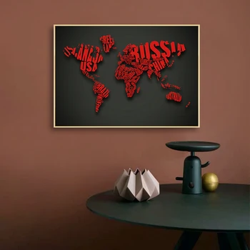 Hartă a lumii Arta de Perete Panza Picturi Interioare Țară Numele Estetice Personalizate, Postere Imagini Hartă a Lumii Perete