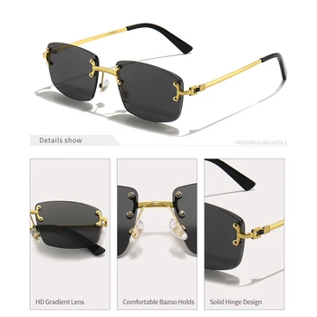 HBK Nou de Lux fără ramă pentru Femei ochelari de Soare de Calitate de TOP Retro de Metal Ochelari de Soare Doamnelor Pătrat Mic Gradient Nuante Bărbați 2022