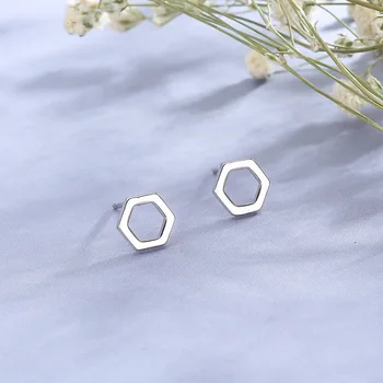 Hexagon Cercei Stud Pentru Femei Hollow Geometrie Inel Ureche Poligon Simplu Personalitate Coreea De Nișă Design Trendy Metal Fata De Bijuterii