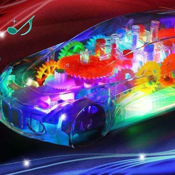 HGCYRC Intermitent Mașină de Jucărie Cu LED Luminos Muzica Transparent Echipament Vehicul Model de Rotație de 360 de Colorat Masina de Jucarii pentru copii