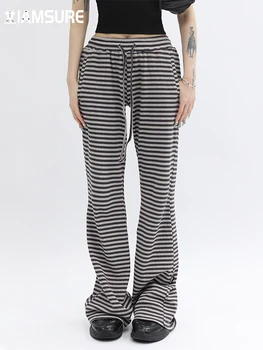 IAMSURE Casual Streetwear Contrast de Culoare cu Dungi Trackpants Vrac Mijlocul Talie Pantaloni Largi Picior Femei 2022 Toamna Primavara Pantaloni