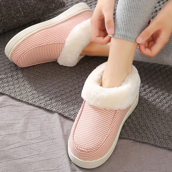Iarna Papuci Femei Ține De Cald Non-Alunecare De Acasă Bumbac De Pluș Pantofi Doamnelor Noua Moda Dormitor Interior Pantofi De Femeie Solidă Sandale