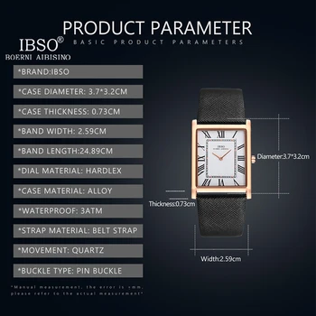 IBSO Ultra-Subțire Dreptunghi Dial Bărbați Cuarț Ceas de Lux Stil de Afaceri Curea din Piele rezistent la apa Noul Bărbați Ceasuri de mana