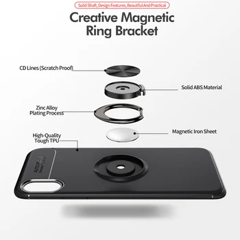 Inel Magnetic titularul caz pentru iphonex xs tpu moale capacul din spate pentru iphone xr silicon subțire stand caz de protecție pentru iphone xs max