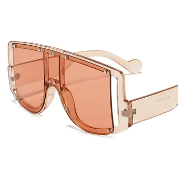 JASPEER Supradimensionat ochelari de Soare Barbati-O singură Bucată Nit Ochelari de Soare pentru Femei Steampunk UV400 Brand Designer de sex Feminin de Ochelari de Stud