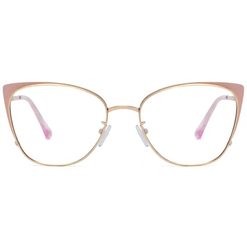 Kachawoo filtru de lumină albastră ochelari femei ochi de pisica roz metal alb rame de ochelari accesorii de moda doamnelor pentru calculator