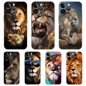 Leu Animal Silicon Transparent Cazul în care Telefonul Pentru iPhone 14 13 12 11 Pro Max 8 7 Plus X XS Max XR SE 2020 Lux Coque Sac de Coajă
