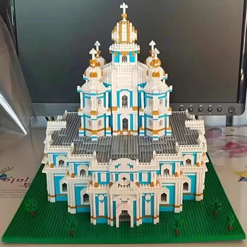 Lezi 8042 Arhitectură Lume, Catedrala Smolny Biserica Mănăstirii DIY Mini Diamond Blocuri Caramizi de constructie de Jucarie pentru Copii fără Cutie