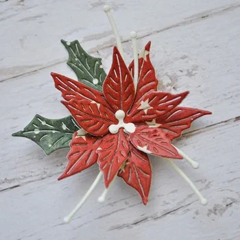 Lngclown Crăciun Floare Frunze De Metal De Tăiere Moare Scrapbooking Timbre Ambarcațiunile De Relief Face Șablon Șablon De Crăciun Decoraions