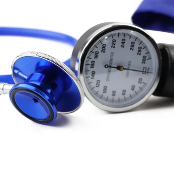 Medical albastru, Monitor de Presiune sanguina BP Manometru Manșetă de Braț Tensiometru Aneroid cu Drăguț Dual Cardiologie Stetoscop