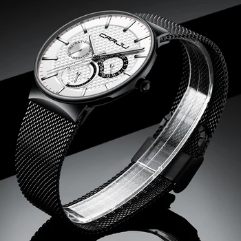 Mens Ceasuri CRRJU de Lux de Top de Brand de Moda Sport rezistent la apa 24 de Ore Data Ceas Barbati Plin de Oțel Cuarț Ceas de mână de Afaceri